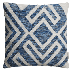 blue and ivory geometric indoor outdoor throw pillow