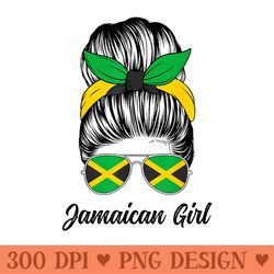 jamaican girl messy bun cute jamaican flag pride women girls - png graphics download