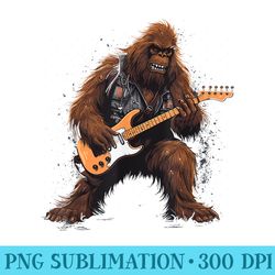 bigfoot playing electric guitar rock music band sasquatch - png graphics