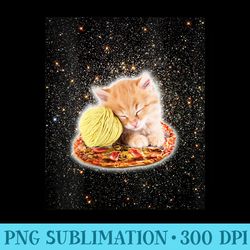 s galaxy kitty cat riding pizza in space - png clipart download