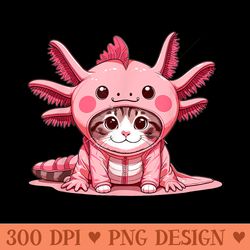 cute axolotl cat wearing axolotl suit kawaii lover - trendy png designs