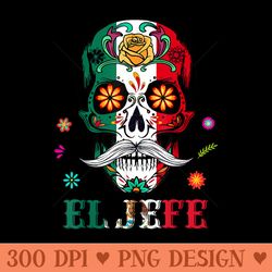 el jefe mexican flag hispanic heritage month mexico skull - sublimation patterns png