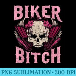 biker bitch skull motorcycle sexy babe chick rose - download transparent graphic