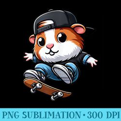 guinea pig skateboarding pet funny skater - high resolution png file