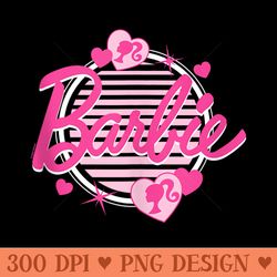 barbie - pink logo with hearts - sublimation backgrounds png