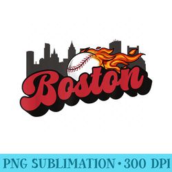 boston baseball vintage city skyline retro baseball lover - printable png graphics