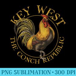 key west florida vintage rooster design souvenir - unique sublimation patterns