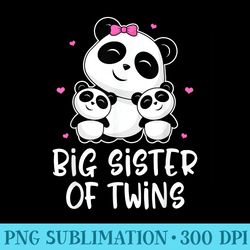big sister of twins panda siblings baby shower - png image free download