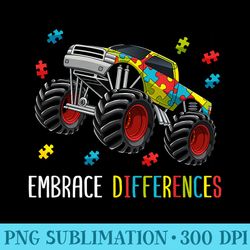 autism awareness embrace differences monster truck - transparent png collection