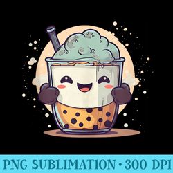 cute boba milk tea smiling anime clipart - png download database