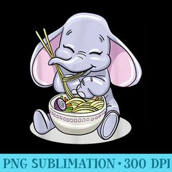 kawaii baby elephant eating ramen noodles - png download gallery