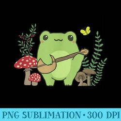 cute frog banjo mushroom kawaii cottagecore aesthetic frog - png download