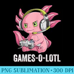 gamesolotl axolotl video gamer kawaii anime boys kids girls - digital png downloads