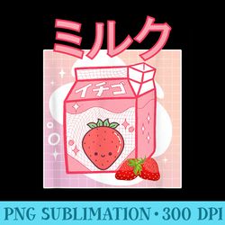 cute pink strawberry milk japanese kawaii retro 90s anime - png download illustration