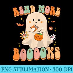 cute ghost book reading halloween boo men teacher - png download transparent background