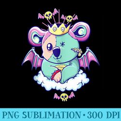 kawaii pastel goth cute creepy koala bear - sublimation clipart png