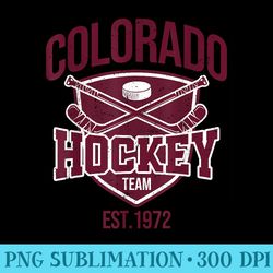 vintage colorado hockey fan retro ice hockey pl - shirt clipart free png