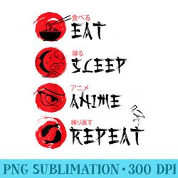 eat sleep anime repeat japanese manga fan anime lover otaku - high quality png download