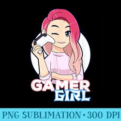 anime gamer cute girl gaming kawaii - digital png artwork