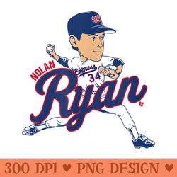 nolan ryan - caricature - texas baseball - png graphics download