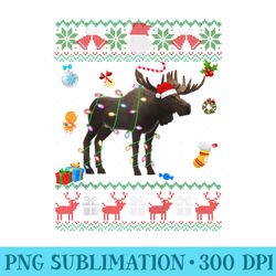 funny ugly xmas animals lights christmas moose raglan baseball - download png graphic