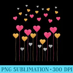 valentines day cute design with hearts flowers and balloons - png image download