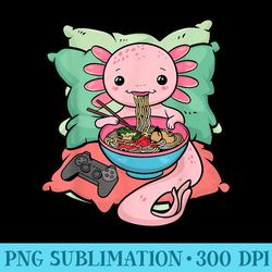 axolotl ramen eating gamer axolotl - sublimation patterns png