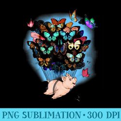 pig fly with butterflies tshirt cute butterfly balloon pig - png image gallery download