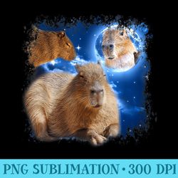 three capybara moon funny capybara meme mystical capybara - download png artwork