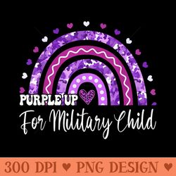 month of military child rainbow purple up for military - sublimation patterns png