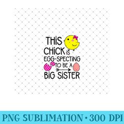 big sister easter toddler girl baby announcement eggspecting - digital png artwork