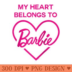 barbie - valentines my heart belongs to barbie raglan baseball - ready to print png designs