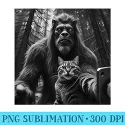 cat bigfoot sasquatch selfie photo funny retro classic - mug sublimation png