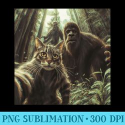 cat bigfoot sasquatch selfie photo funny retro classic humor - exclusive png designs