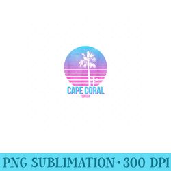 cape coral florida vintage retro palm tree sunset - printable png graphics