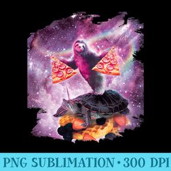 space pizza sloth on turtle unicorn on waffles premium - sublimation patterns png