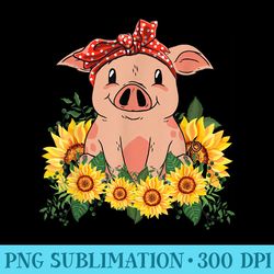 cute pig bandana sunflower - download transparent png