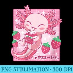 s kawaii axolotl strawberry milk shake carton japanese anime - png file download