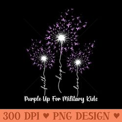get the dandelion flower purple up military child month shir - sublimation artwork png download