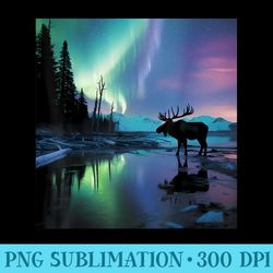 alaska aurora borealis moose aesthetic core photo souvenir - high resolution png collection