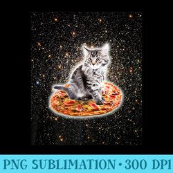 galaxy kitty cat riding pizza in space premium - png download clipart