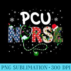 pcu nurse xmas santa hat funny nursing christmas pattern - png graphic download