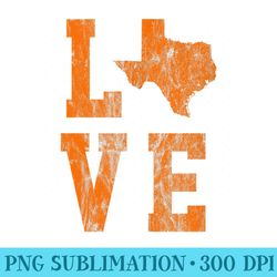texas love retro burnt orange s state of texas - high resolution png graphic