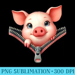 animal lover cute baby pig head out zipper peeking - high resolution png collection