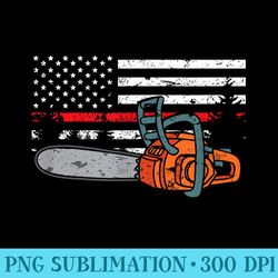 wildland firefighter chainsaw red line american flag - png prints