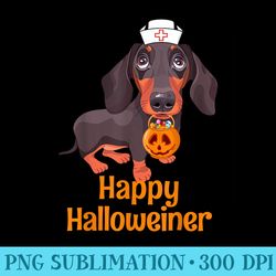 Halloween Nurse Dachshund Happy Halloweiner - Png Image Free Download