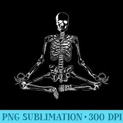 halloween meditating skeleton funny freaky yoga - download png artwork