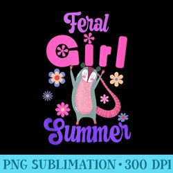 retro cute possum feral girl summer - stylish shirt png