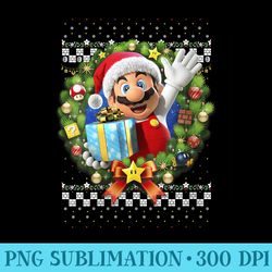 super mario 3d christmas wreath present - png graphics download