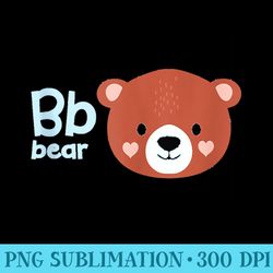 b for bear with cute kawaii cartoon bear - png file download